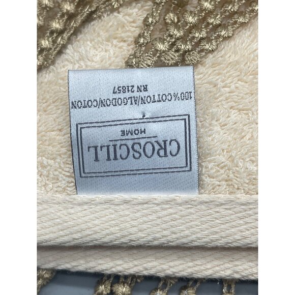 croscill home 3 piece bath towel set RN 21857 floral fringe cotton cream READ - Picture 5 of 10